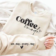 Load image into Gallery viewer, &quot;Coffee Mode&quot; with Sleeve Accent Print Sweatshirt
