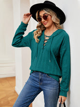 Load image into Gallery viewer, Everyday Ease Lace-Up Long Sleeve Hoodie (multiple color options)
