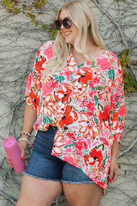 Paradise in Bloom Floral V-Neck Half Sleeve Shirt