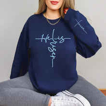Load image into Gallery viewer, &quot;He Is Risen&quot; with Sleeve Accent Print Sweatshirt
