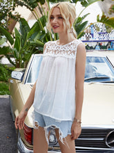 Load image into Gallery viewer, Summer Sweetness Spliced Lace Round Neck Tank  (2 color options)
