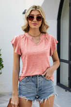 Load image into Gallery viewer, Nothing Casual Flutter Sleeve Notched Neck Top (multiple color options)
