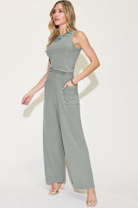 Casual Luxe Ribbed Tank and Wide Leg Pants Set (2 color options)