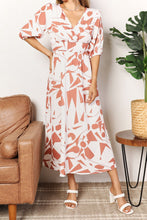 Load image into Gallery viewer, Iced Tea Afternook Printed Surplice Balloon Sleeve Dress (2 color options)
