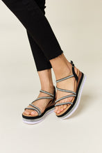 Load image into Gallery viewer, Rhinestone Strappy Wedge Sandals
