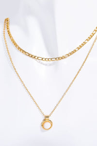 Radiant Rhythm Copper 14K Gold Pleated Round Shape Aventurine Pendant Necklace