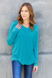 Everyday Happiness V-Neck Long Sleeve Top (multiple color options)