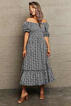 Load image into Gallery viewer, Meadow Magic Floral Lace-Up Off-Shoulder Midi Dress
