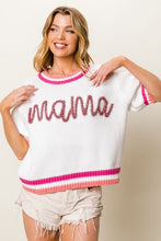 Load image into Gallery viewer, MAMA Contrast Trim Short Sleeve Sweater

