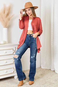Cozy & Comfortable Open Front Cardigan in Coral