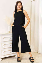 Load image into Gallery viewer, You&#39;re Worth It Buttoned Round Neck Tank and Wide Leg Pants Set
