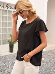 Simply Darling Round Neck Cutout Tie Back Top