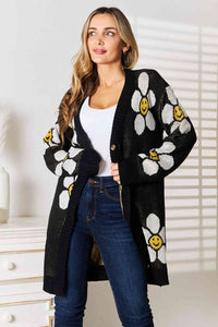 Happy Thoughts Floral Button Down Longline Cardigan