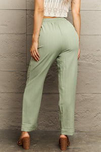 Cool and Carefree Tie Waist Long Pants