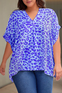 Keep Blooming Notched Neck Half Sleeve Top (multiple color options)
