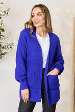 Load image into Gallery viewer, Layer Me Up Waffle-Knit Open Front Cardigan in Bright Blue
