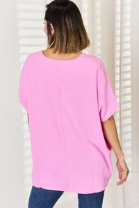 All Smiles Texture Short Sleeve T-Shirt in Candy Pink