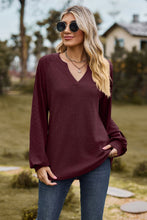 Load image into Gallery viewer, Always On Time Notched Neck Raglan Sleeve Blouse
