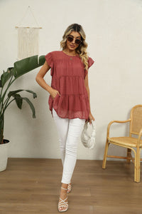 Sun-kissed Swiss Dot Tiered Blouse (multiple color options)