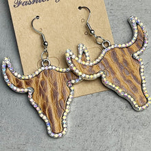 Load image into Gallery viewer, Rhinestone Trim Alloy Bull Earrings (multiple options)
