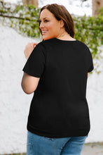 Load image into Gallery viewer, Smile and Say, Sequins! Plus Size Contrast Sequin V-Neck Tee Shirt

