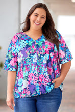 Load image into Gallery viewer, Blooming Desires Floral Center Seam V-Neck Blouse
