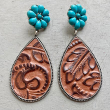 Load image into Gallery viewer, Turquoise Flower Teardrop Earrings (multiple color options)
