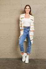 Load image into Gallery viewer, Fall is Coming Striped Rib-Knit Open Front Pocketed Cardigan
