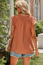 Load image into Gallery viewer, Sunkissed Sweetheart Tie-Neck Flutter Sleeve Blouse (multiple color options)
