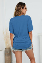 Load image into Gallery viewer, Happy Mindset V-Neck Side Ruched Tee (multiple color options)
