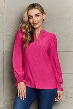 Load image into Gallery viewer, Sweet Serenade Eyelet Notched Neck Flounce Sleeve Blouse (multiple color options)
