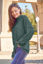 Load image into Gallery viewer, Blissful Basics Ribbed Exposed Seam Mock Neck Knit Top (2 color options)
