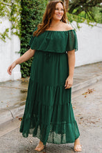 Load image into Gallery viewer, Designing Dreams Swiss Dot Off-Shoulder Tiered Dress (green or white color options)

