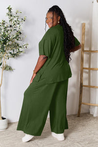 All About Comfort Round Neck Slit Top and Pants Set (multiple color options)