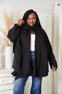 Rise and Conquer Open Front Cardigan with Scarf Design