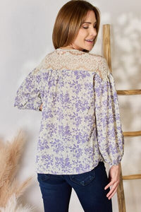 Pick Up The Lace Detail Printed Blouse