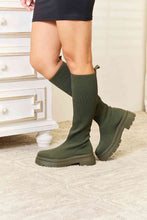 Load image into Gallery viewer, Sock It To Me Knee High Platform Sock Boots in Olive
