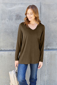 Everyday Happiness V-Neck Long Sleeve Top (multiple color options)