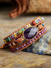 Load image into Gallery viewer, Handcrafted Triple-Layer Amethyst Bracelet
