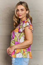 Load image into Gallery viewer, Lovely Luxuries Floral Print Ruffle Sleeve Top
