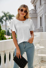 Load image into Gallery viewer, Keep Going Eyelet Flutter Sleeve Round Neck Top (multiple color options)
