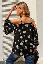 Load image into Gallery viewer, Capture Attention Printed Cold-Shoulder Three-Quarter Flare Sleeve Blouse
