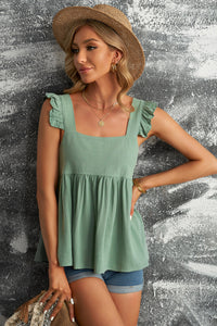 A Day On The Boat Ruffled Square Neck Babydoll Blouse (2 color options)