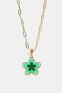 Flower Pendant Stainless Steel Necklace (multiple color options)