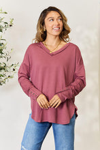 Load image into Gallery viewer, Livin&#39; Life V-Neck Exposed Seam Long Sleeve Top
