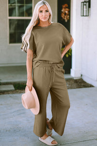 Cozy Couture Short Sleeve Top and Pants Set (multiple color options)