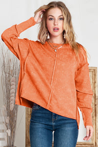 Chilly Day Vibes Exposed Seams Round Neck Dropped Shoulder Sweatshirt (3 color options)