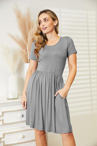 Everyday Ease Short Sleeve Dress with Pockets (multiple color options)