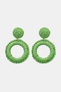 Round Shape Raffia Grass Dangle Earrings (multiple color options)