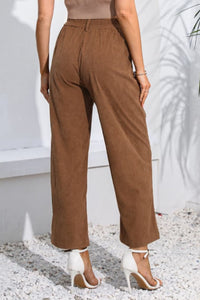 The North Winds Blow Buttoned  Straight Hem Long Pants (brown or ivory)